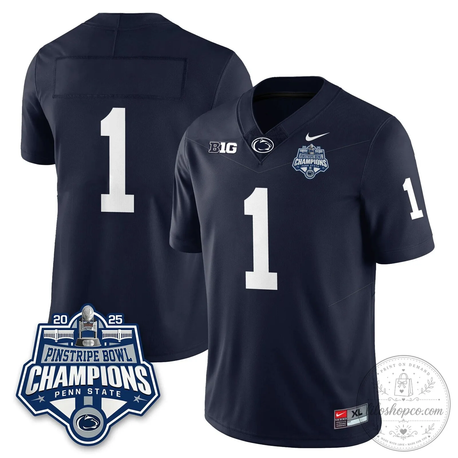 Penn State Nittany Lions Football 2025 Pinstripe Bowl Champions Jersey