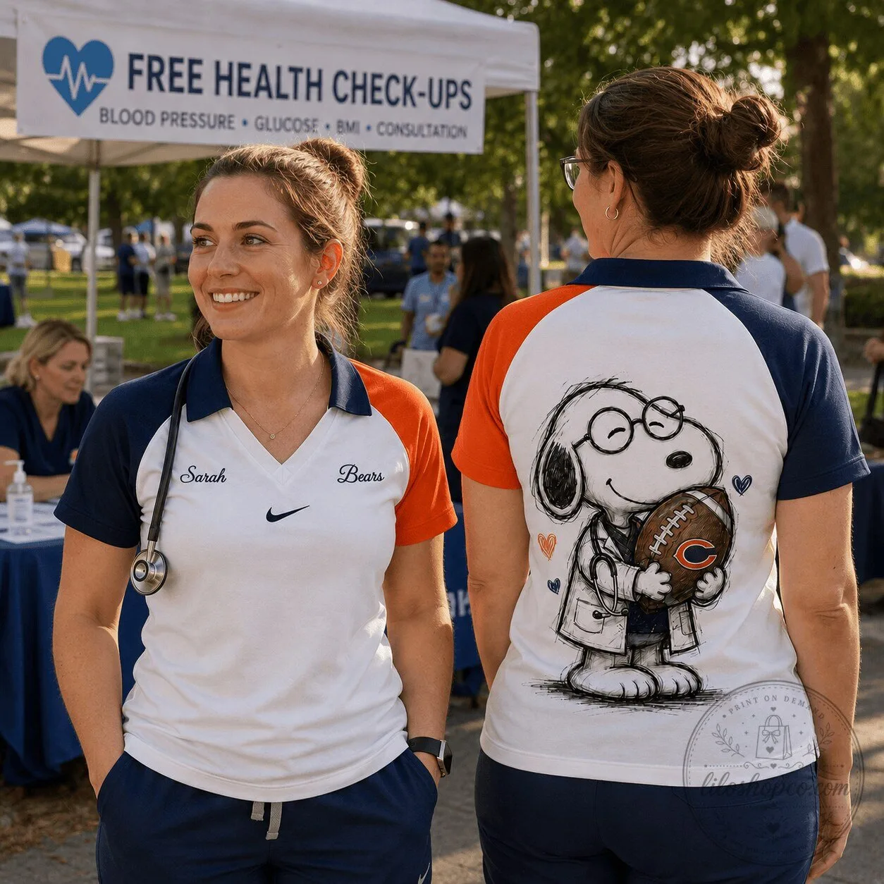 Snoopy Chicago Bears Football Doctor Women's Polo Shirt