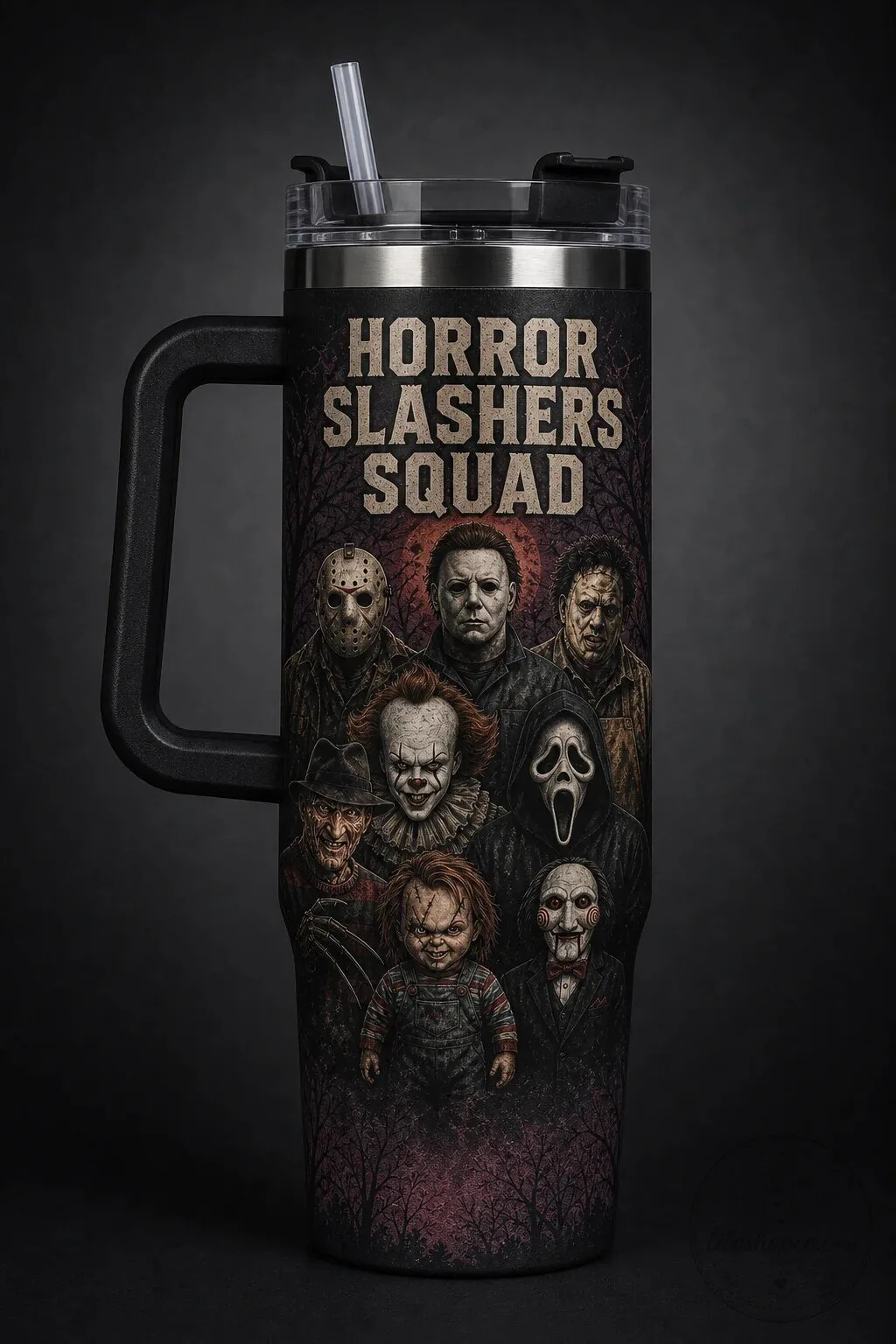 Horror Slashers Squad Halloween Movie Villains Insulated Tumbler with Handle