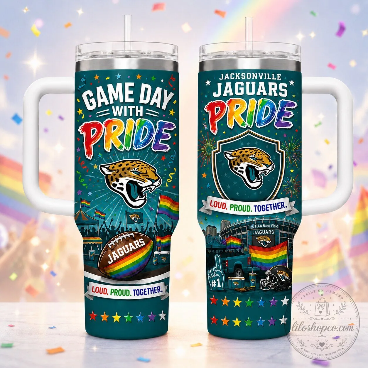 Jacksonville Jaguars Game Day Pride Stainless Steel Tumbler with Handle