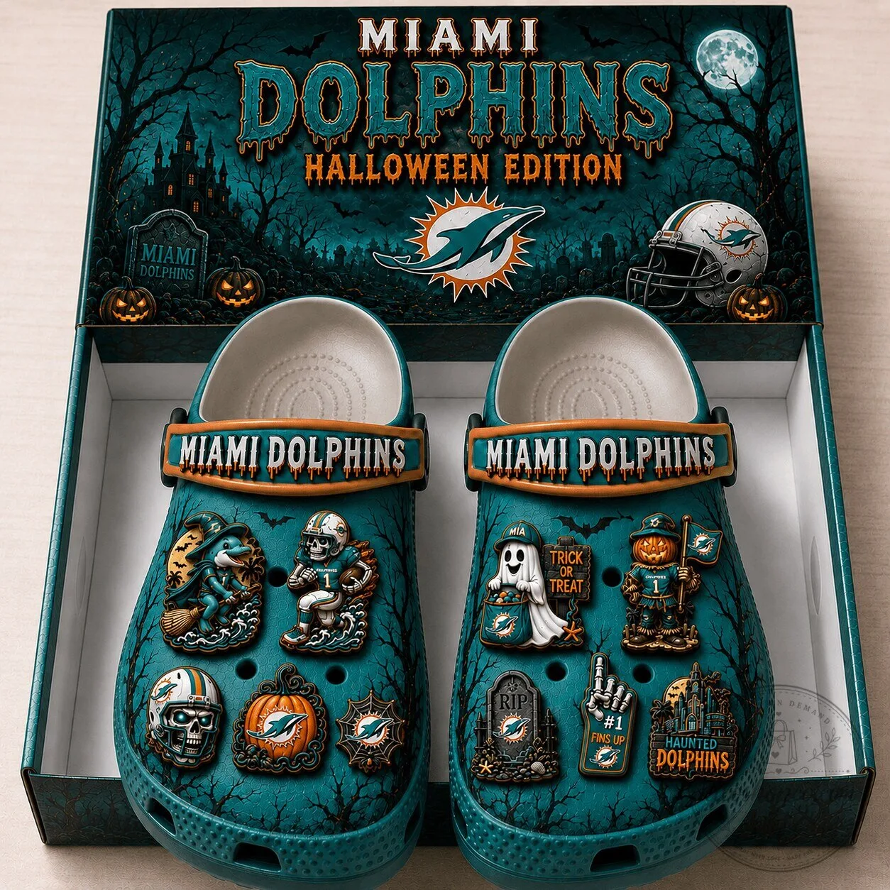 Miami Dolphins Halloween Edition Crocs Shoes for Football Fans