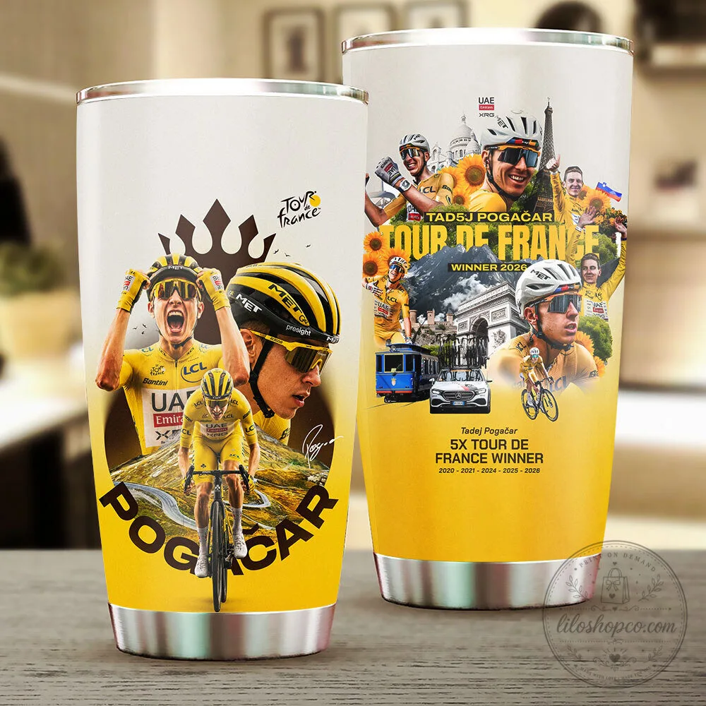 Tadej Pogacar Tour de France Winner 2026 Cycling Champion Tumbler