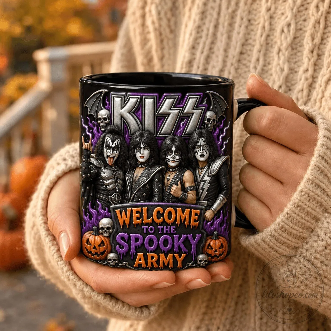 KISS Band Welcome To The Spooky Army Halloween Ceramic Coffee Mug