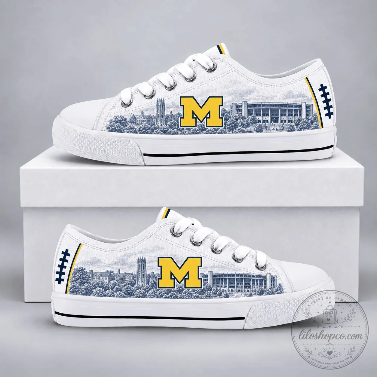 Michigan Wolverines Football Pride Low Top Canvas Shoes