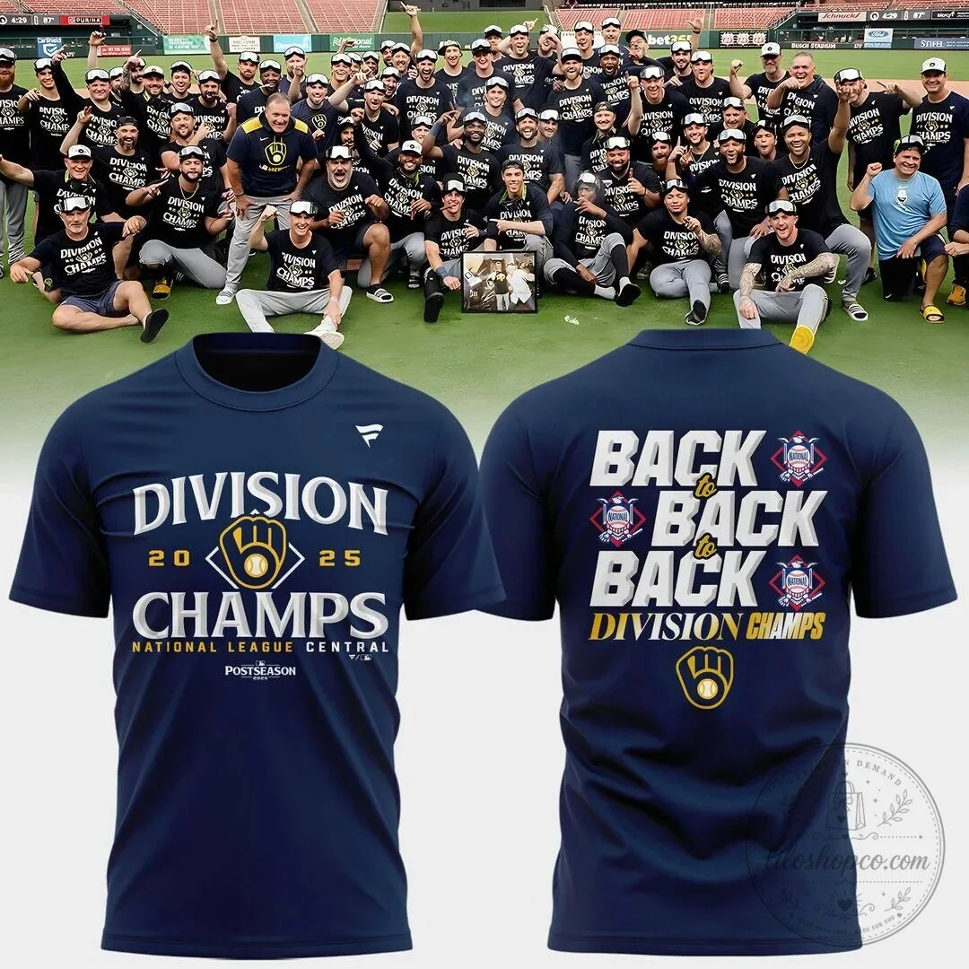 Milwaukee Brewers 2025 National League Central Division Champions Navy T-Shirt