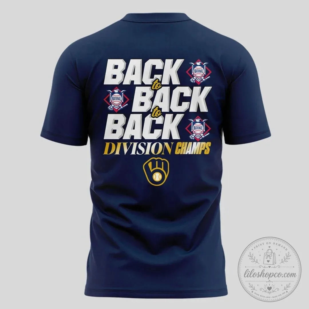 Milwaukee Brewers 2025 National League Central Division Champions Navy T-Shirt 9 Milwaukee Brewers 2025 National League Central Division Champions Navy T-Shirt