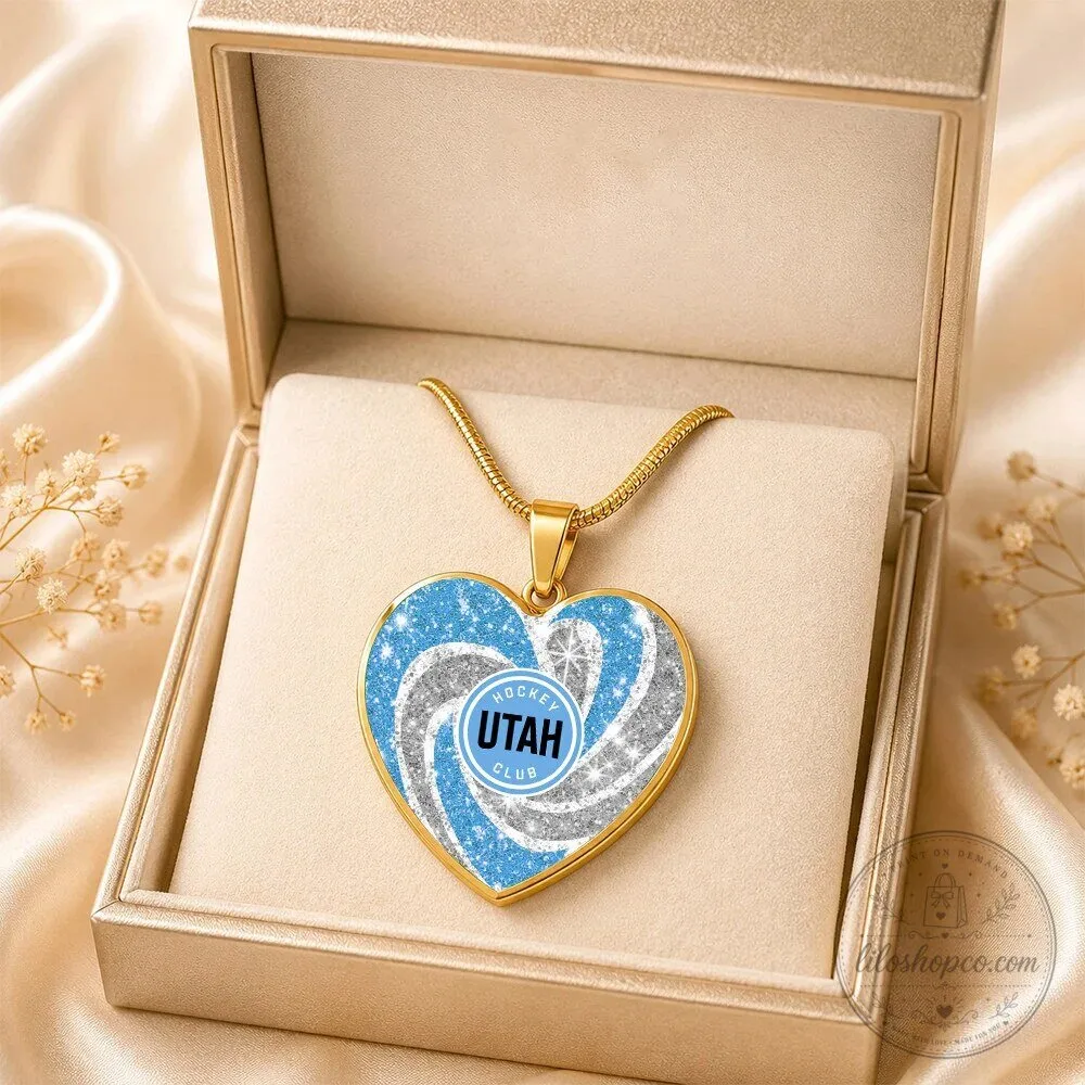 Utah Hockey Club Heart Necklace, Utah Mammoth Hockey Team Fan Jewelry Gift