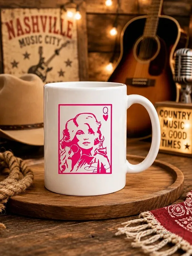 Dolly Parton Queen of Hearts Playing Card Country Music Fan Coffee Mug