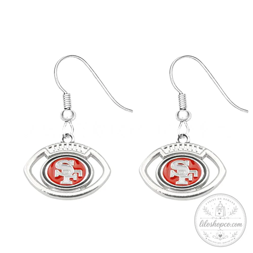 San Francisco 49ers NFL Football Team Logo Dangle Drop Earrings