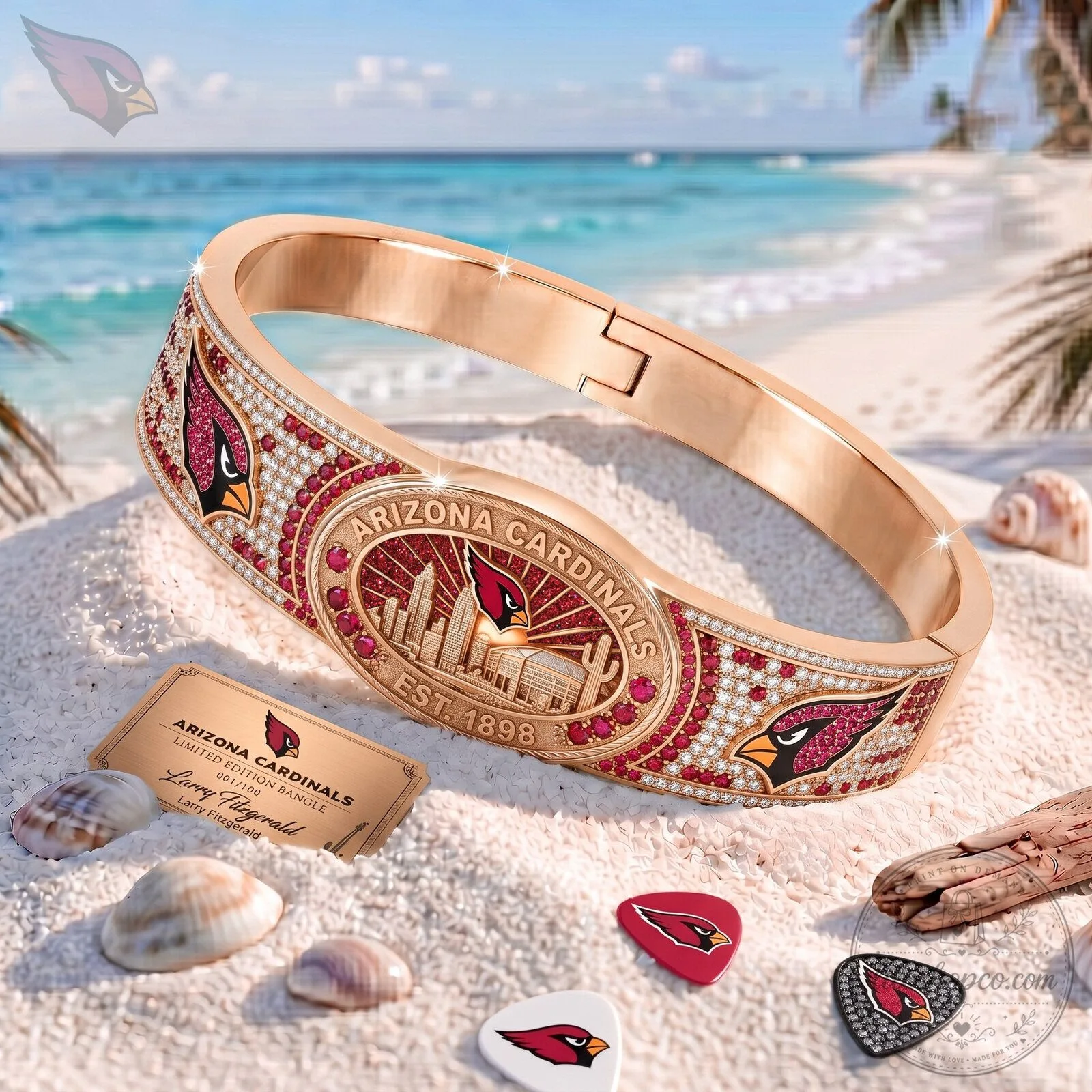 Arizona Cardinals NFL Football Team Rose Gold Bracelet