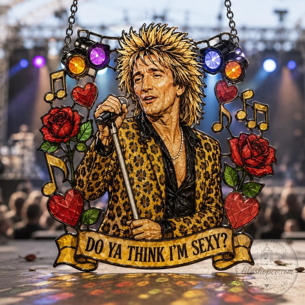 Rod Stewart Stained Glass Effect Suncatcher Window Hanging Decor Rod Stewart Stained Glass Effect Suncatcher Window Hanging Decor