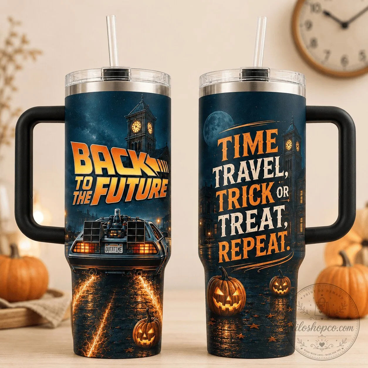 Back to the Future Time Travel Halloween Movie Fan Tumbler