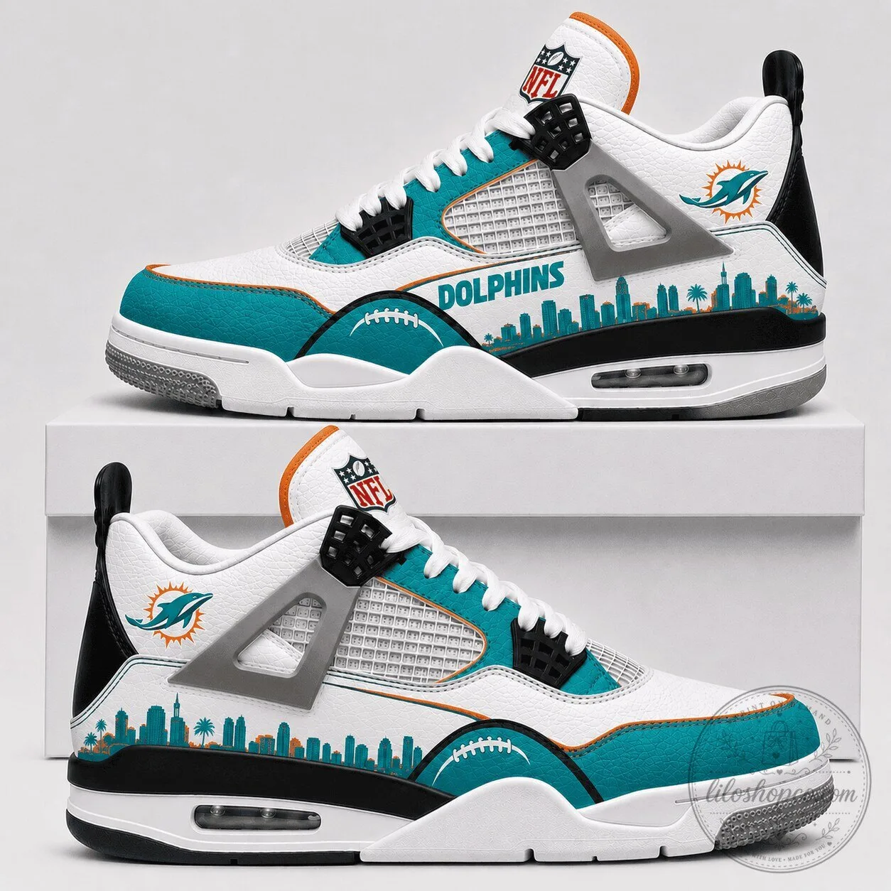 Miami Dolphins Air Jordan 4 Style Custom Designed Sneakers 2 Miami Dolphins Air Jordan 4 Style Custom Designed Sneakers