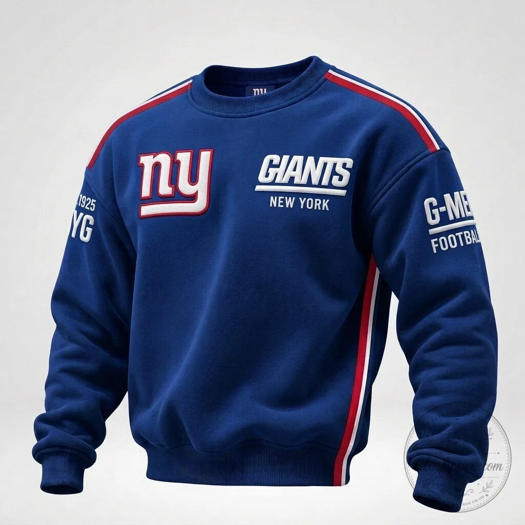 New York Giants Football Team Blue Crewneck Sweatshirt for Men