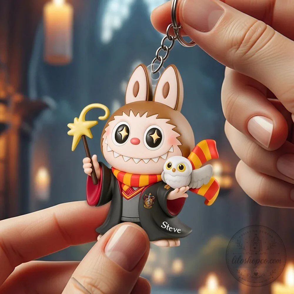 Harry Potter Hogwarts Bunny Rabbit with Hedwig Owl Keychain