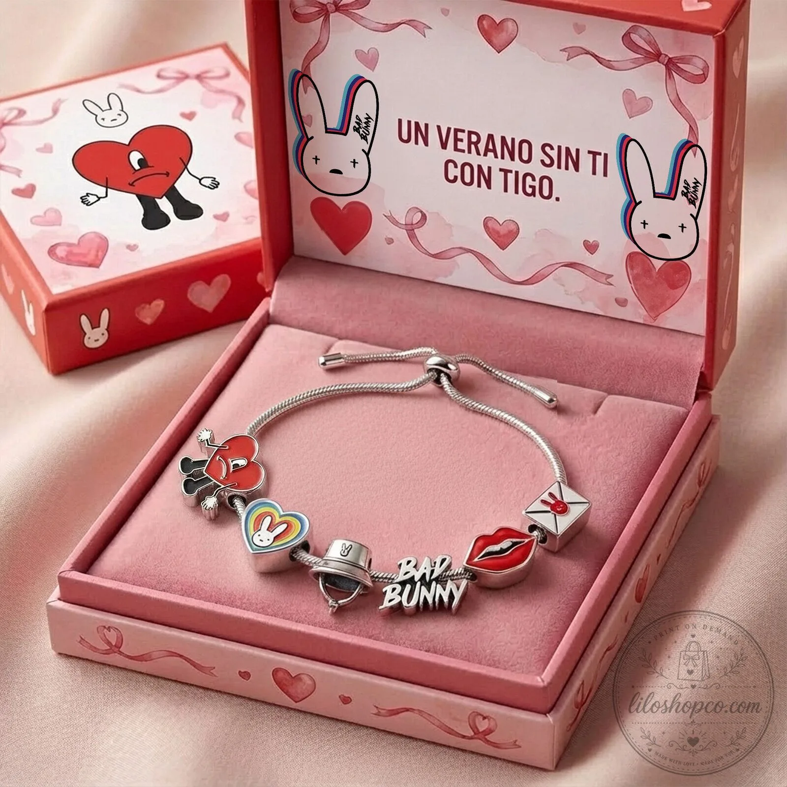Bad Bunny Un Verano Sin Ti Album Heart Charm Bracelet