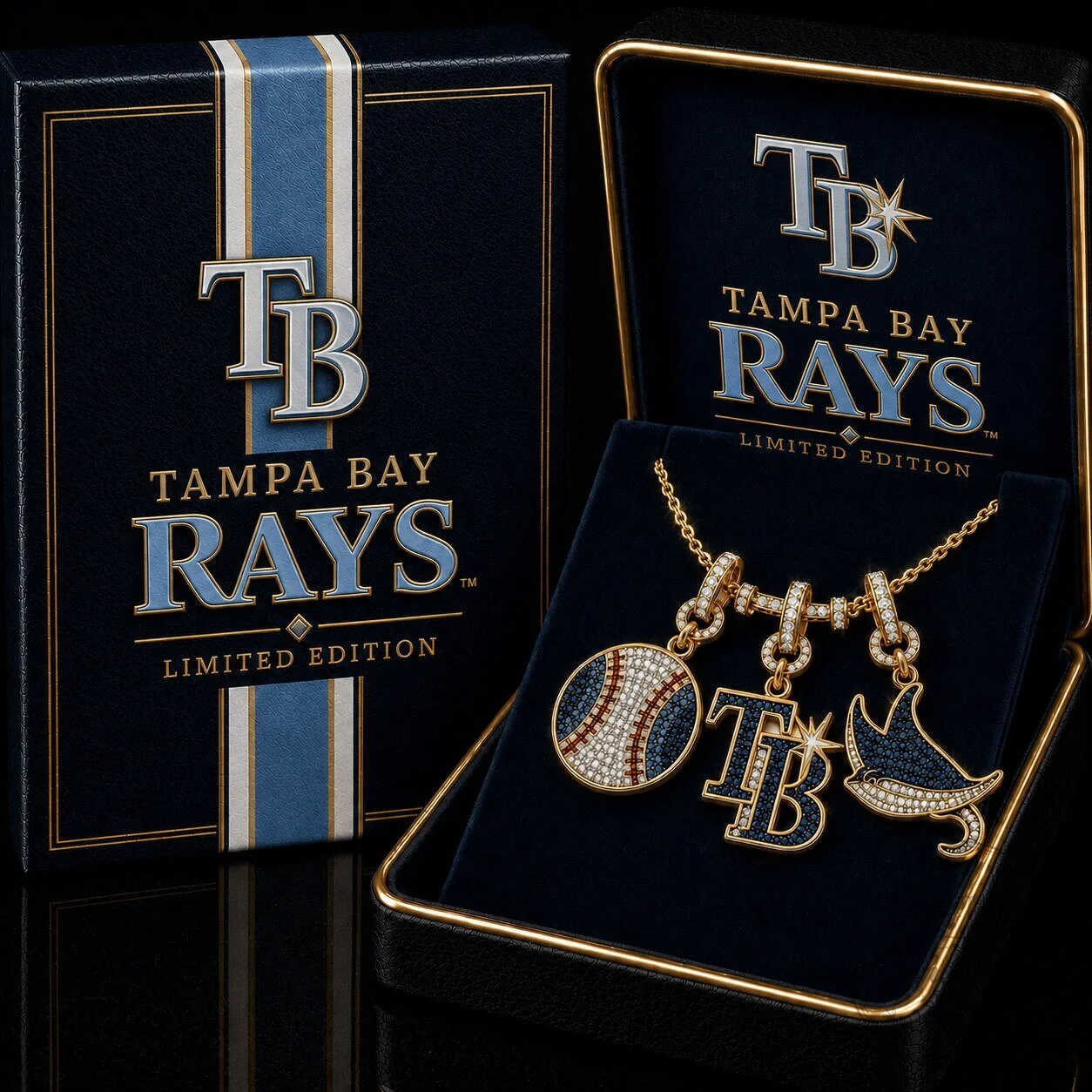Tampa Bay Rays Limited Edition Gold Chain with Diamond Pendant Necklace 1 Tampa Bay Rays Limited Edition Gold Chain with Diamond Pendant Necklace