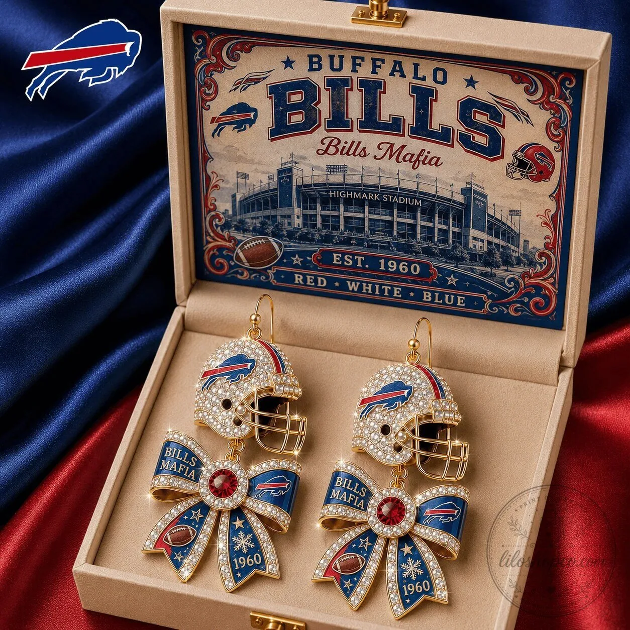 Buffalo Bills Bills Mafia Football Helmet Dangle Earrings