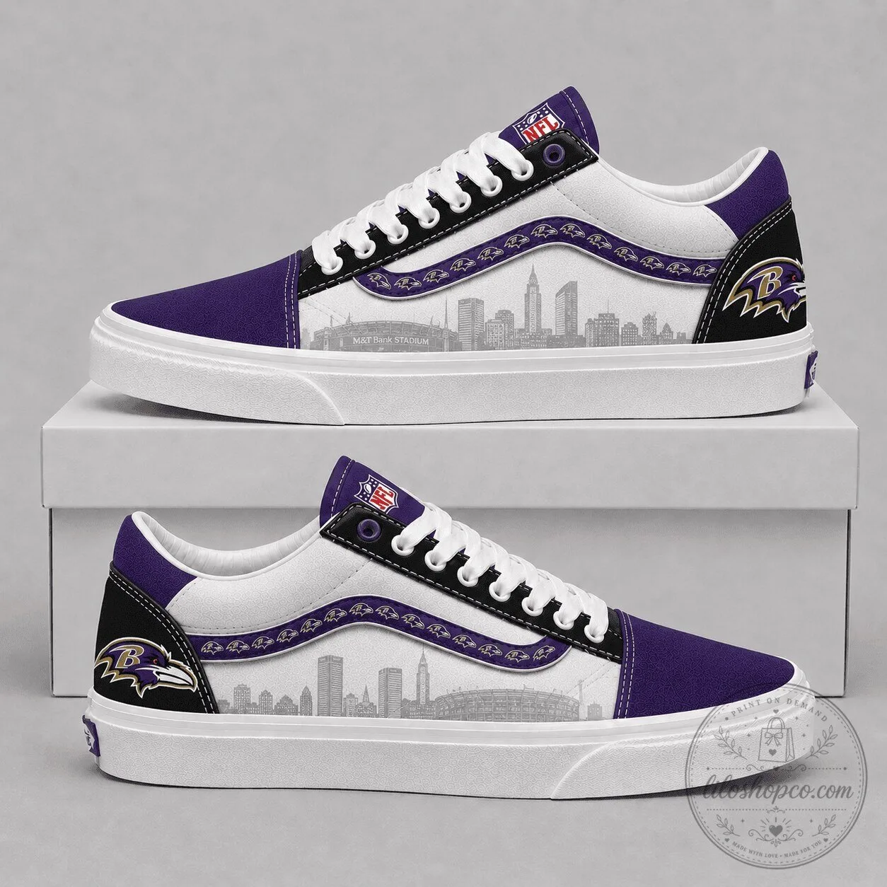Baltimore Ravens NFL Team Logo Custom Printed Shoes 5 Baltimore Ravens NFL Team Logo Custom Printed Shoes