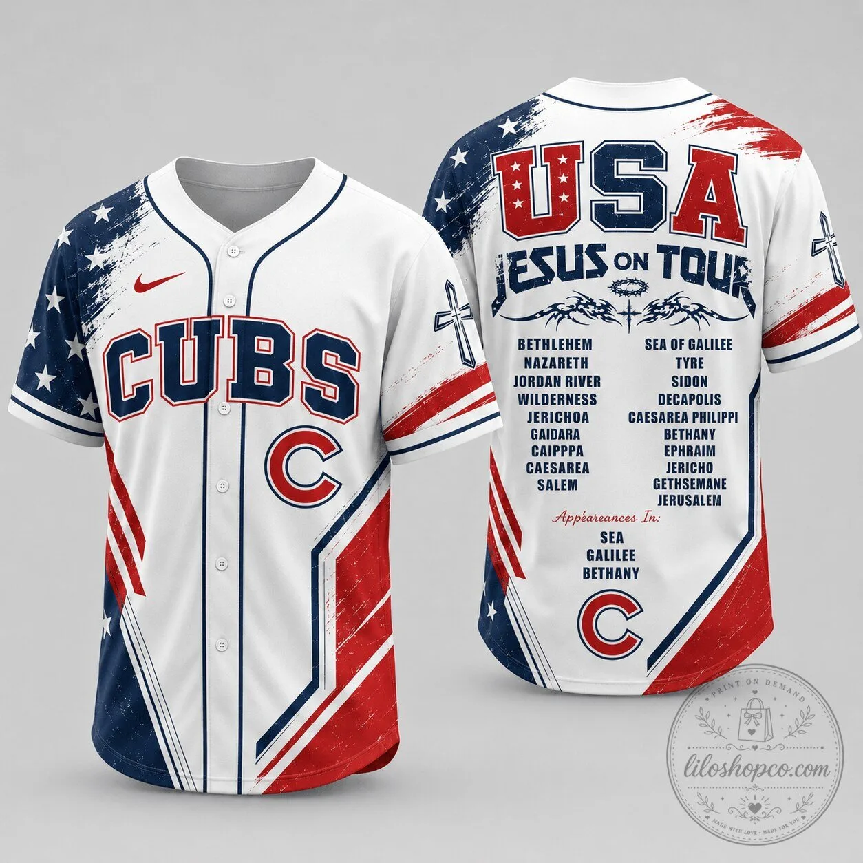 Chicago Cubs Baseball Jesus On Tour Premium White Baseball Jersey