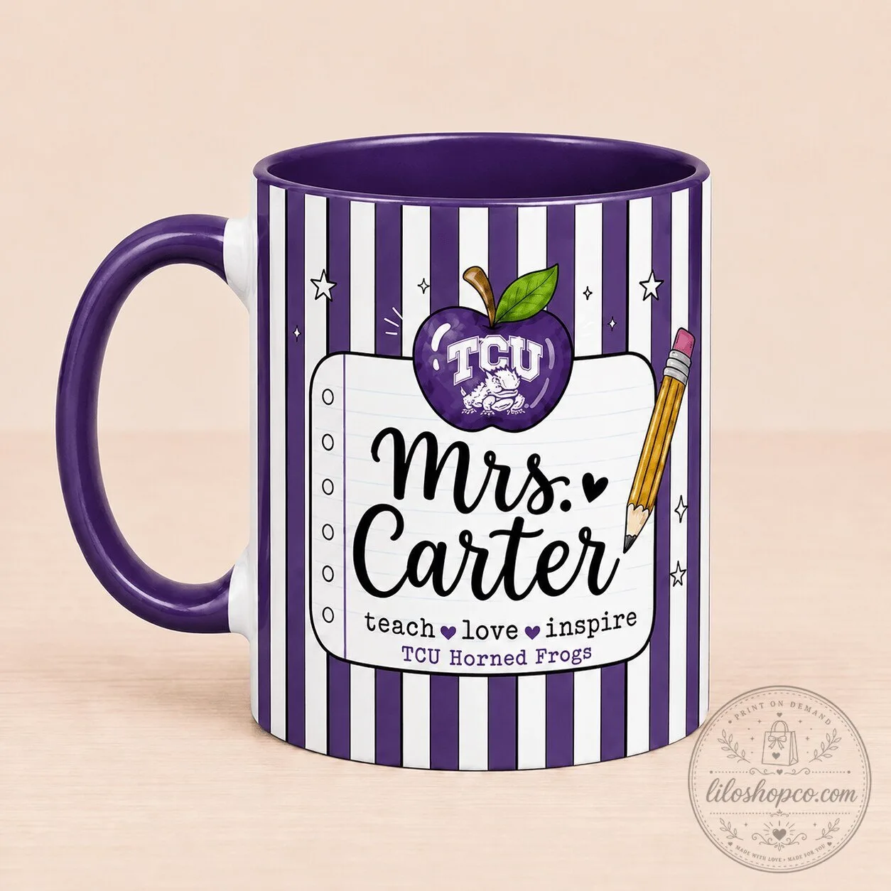 TCU Horned Frogs Personalized Teacher Appreciation Coffee Mug