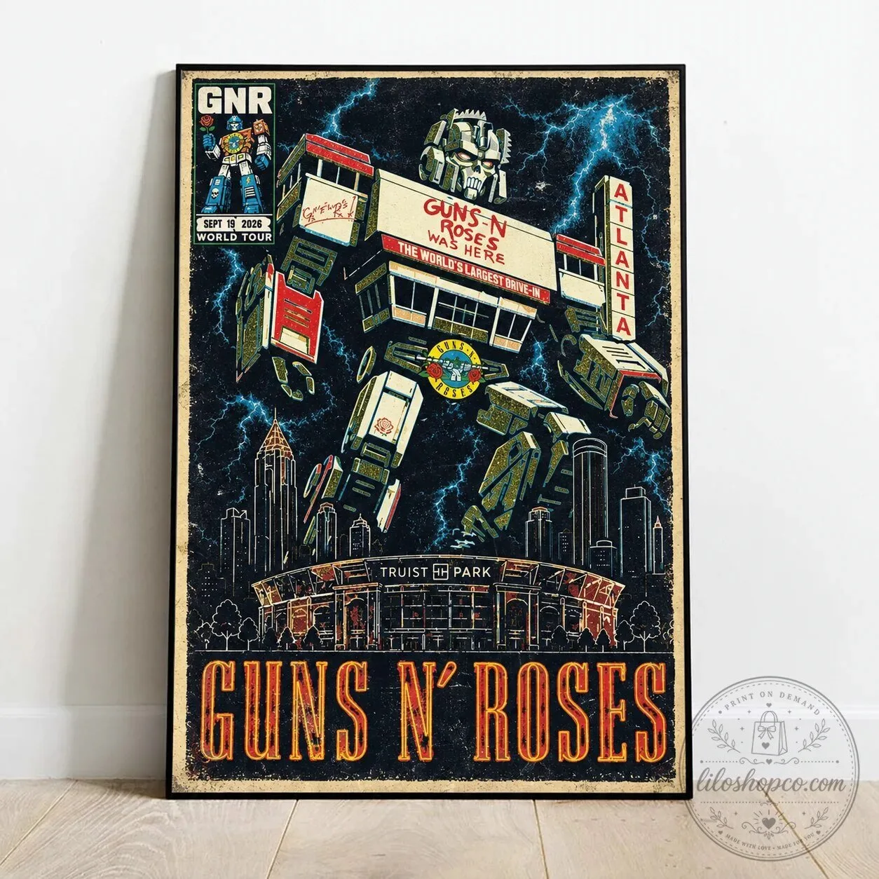 Guns N' Roses Truist Park Atlanta Concert Robot Graphic Poster