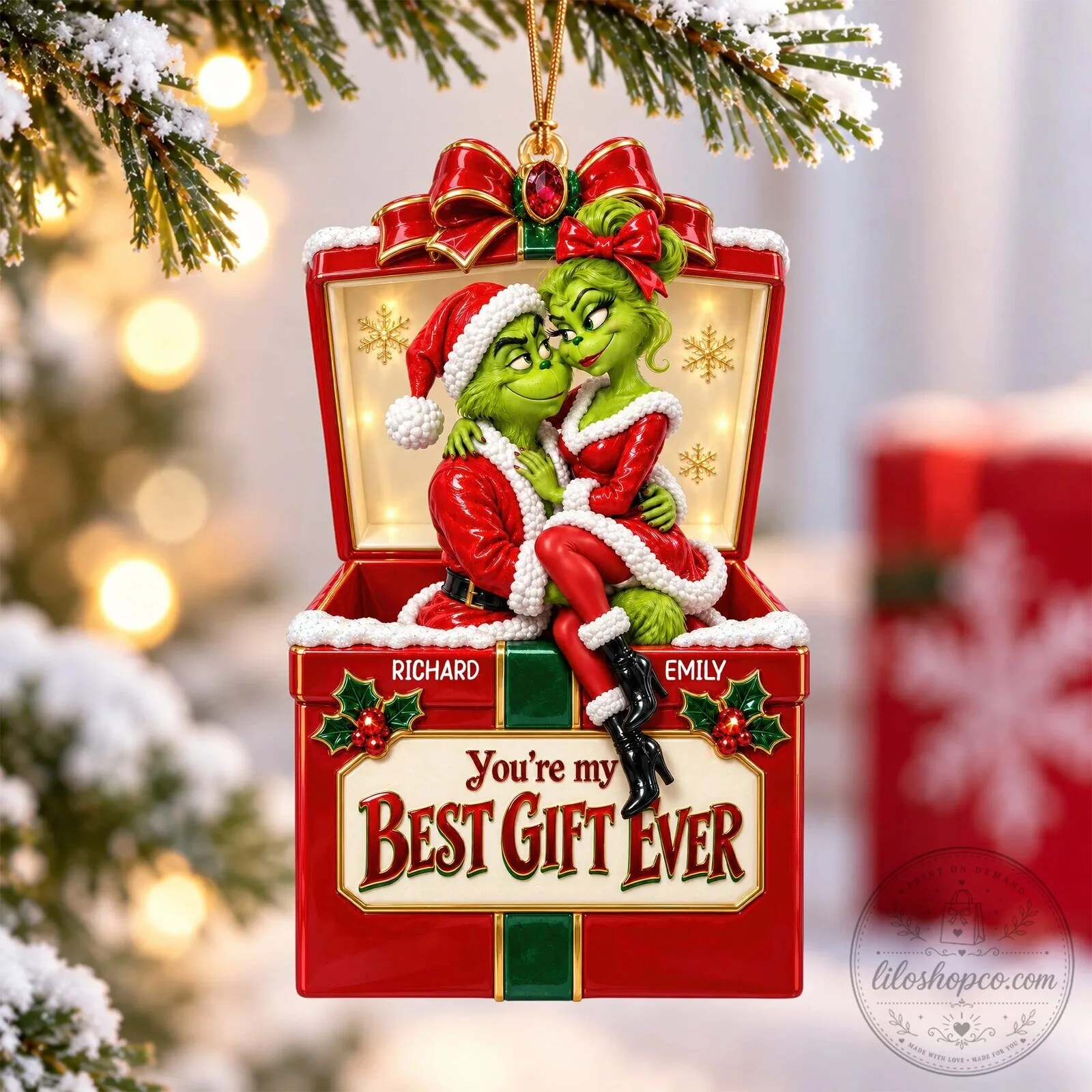 Grinch and Cindy Lou Who You're My Best Gift Ever Christmas Ornament