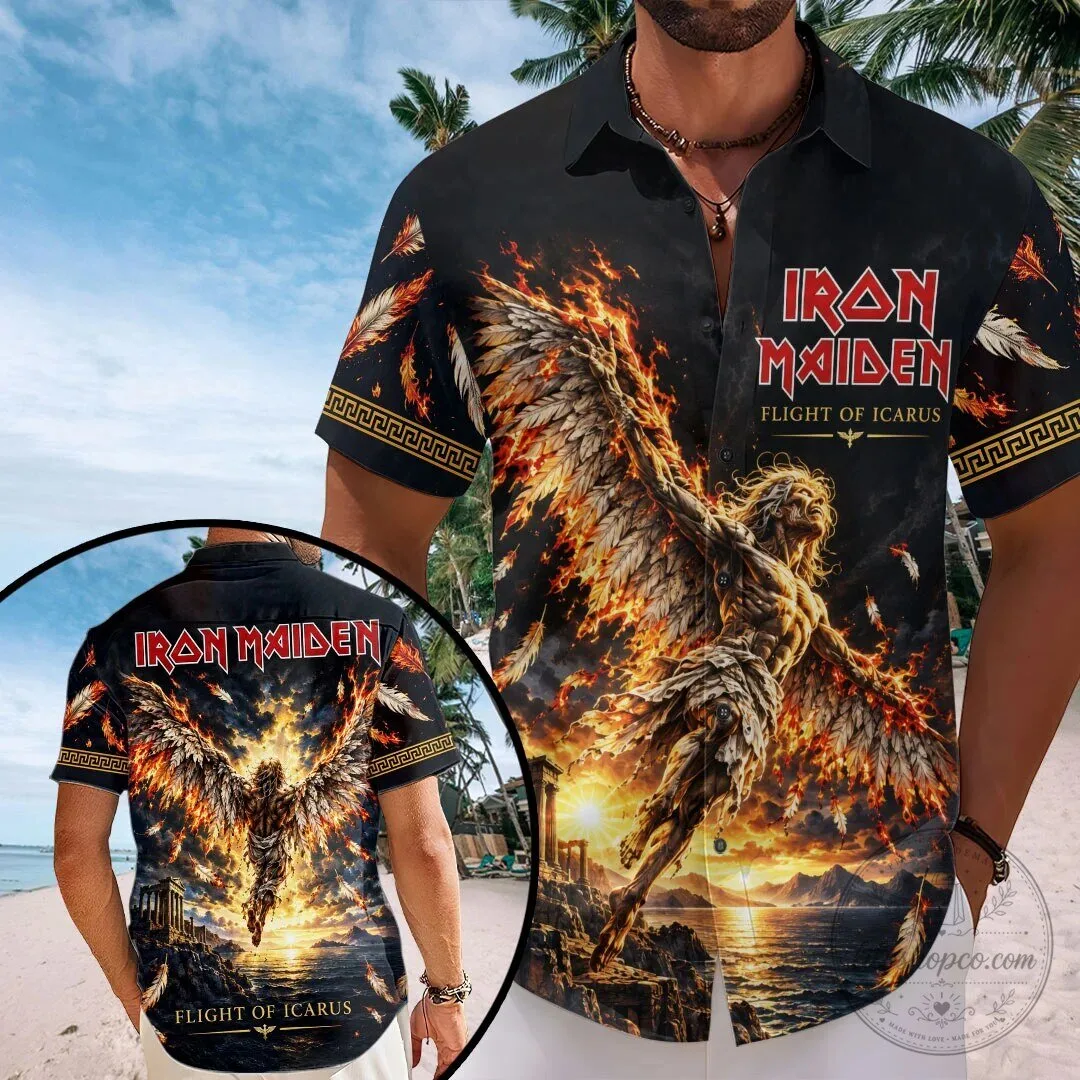 Heavy Metal Band Hawaiian Shirt Inspired by Iron Maiden's Flight of Icarus