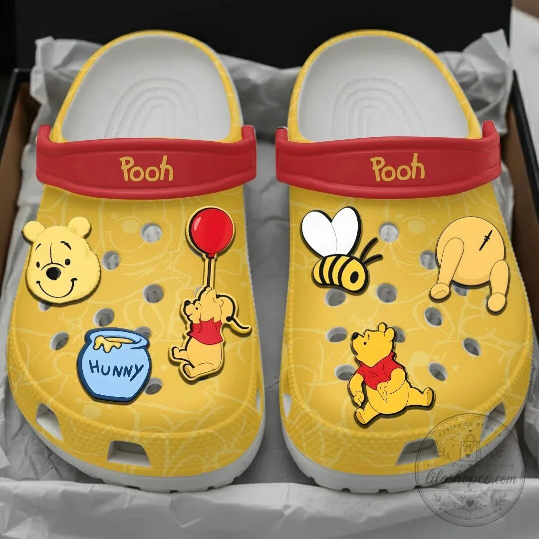 Winnie the Pooh Yellow Honey Bee Cartoon Character Crocs Clogs Shoes