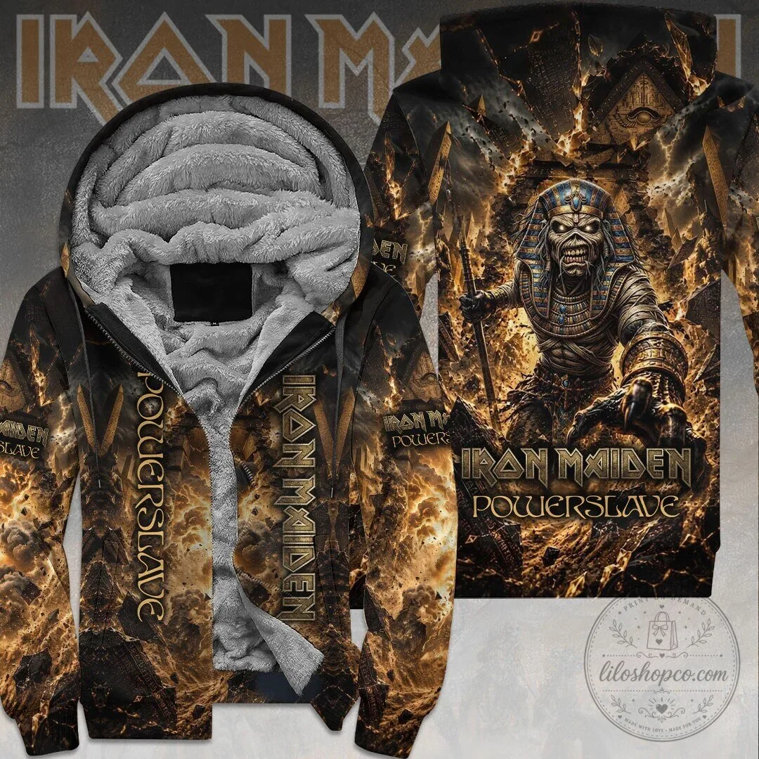 Iron Maiden Powerslave Album Art Heavy Metal Band Zip Hoodie