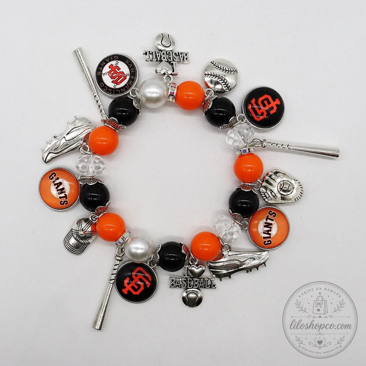 San Francisco Giants Baseball Team Stretch Charm Bracelet