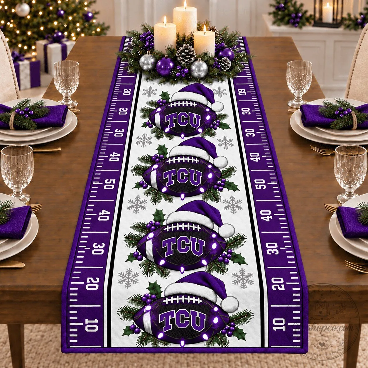 TCU Horned Frogs Football Christmas Table Runner