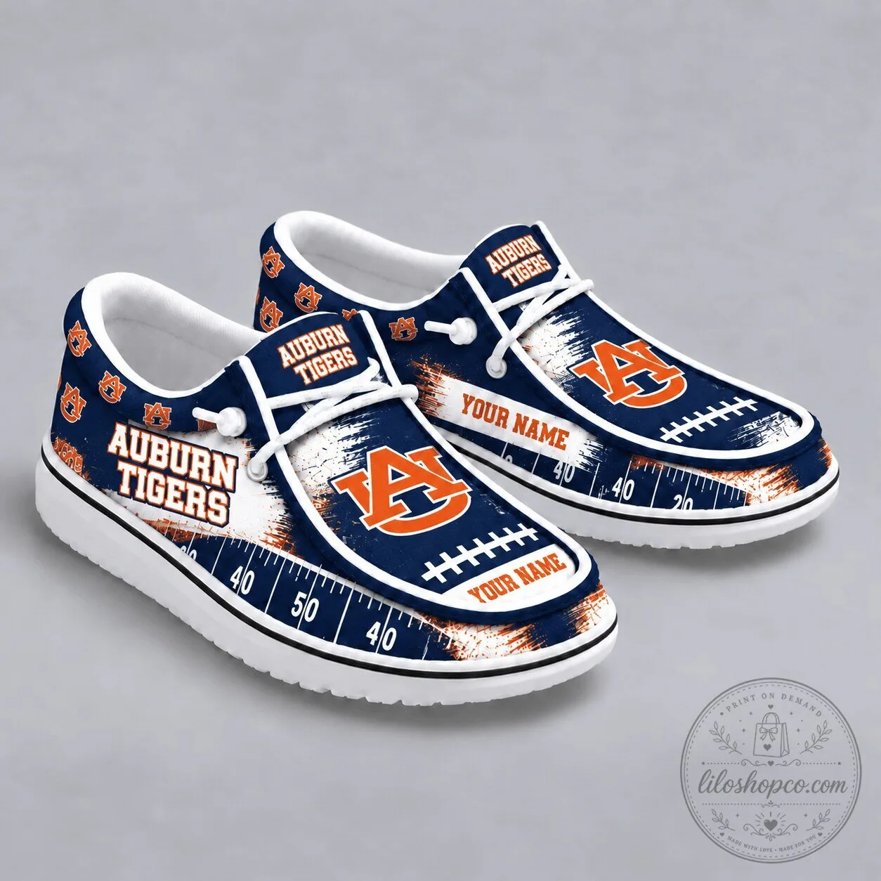 Auburn Tigers Football Field Custom Name NCAA Loafer Shoes 1 Auburn Tigers Football Field Custom Name NCAA Loafer Shoes