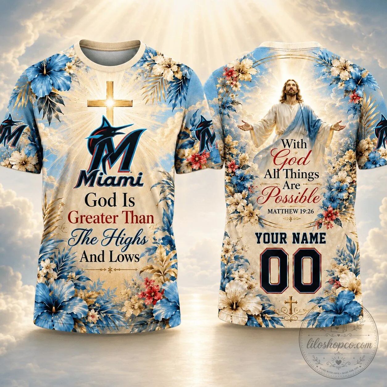 Miami Marlins Baseball Personalized God Is Greater Than The Highs And Lows T-Shirt