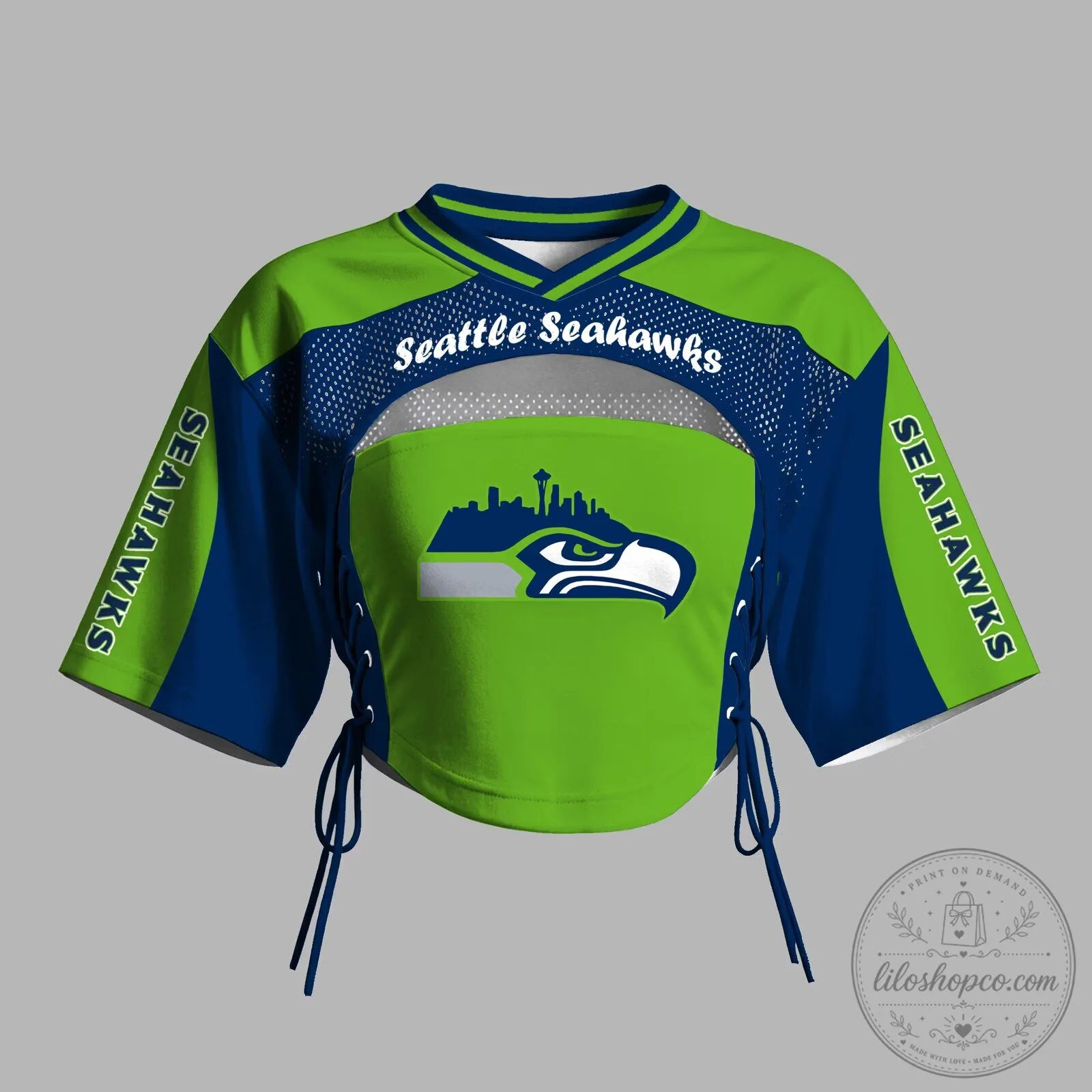 Seattle Seahawks Football Team Crop Top Jersey for Women