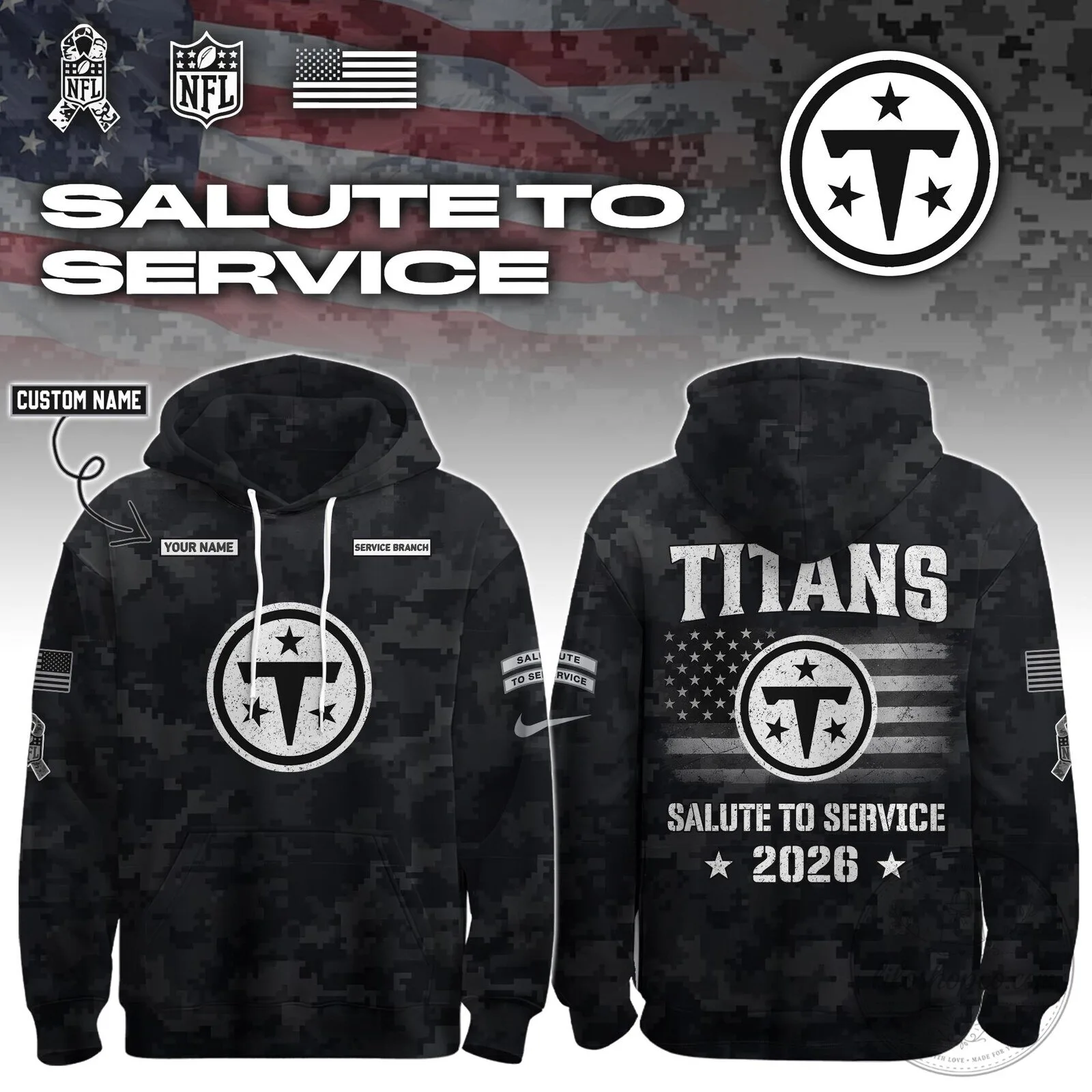 Tennessee Titans Salute To Service 2026 Personalized Hoodie