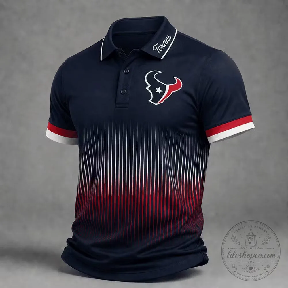 Houston Texans NFL Football Team Logo Navy Blue Polo Shirt