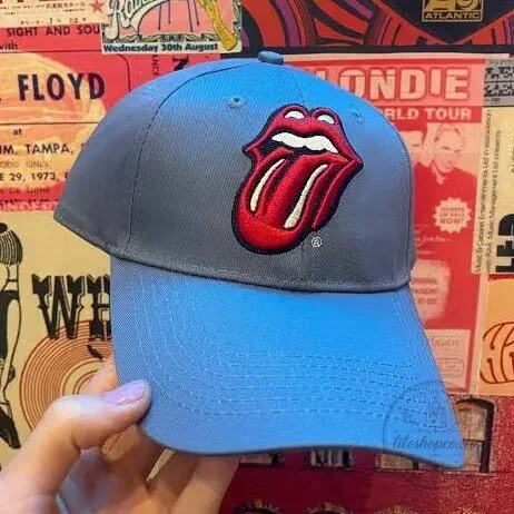 The Rolling Stones Classic Tongue Logo Gray Baseball Cap Hat