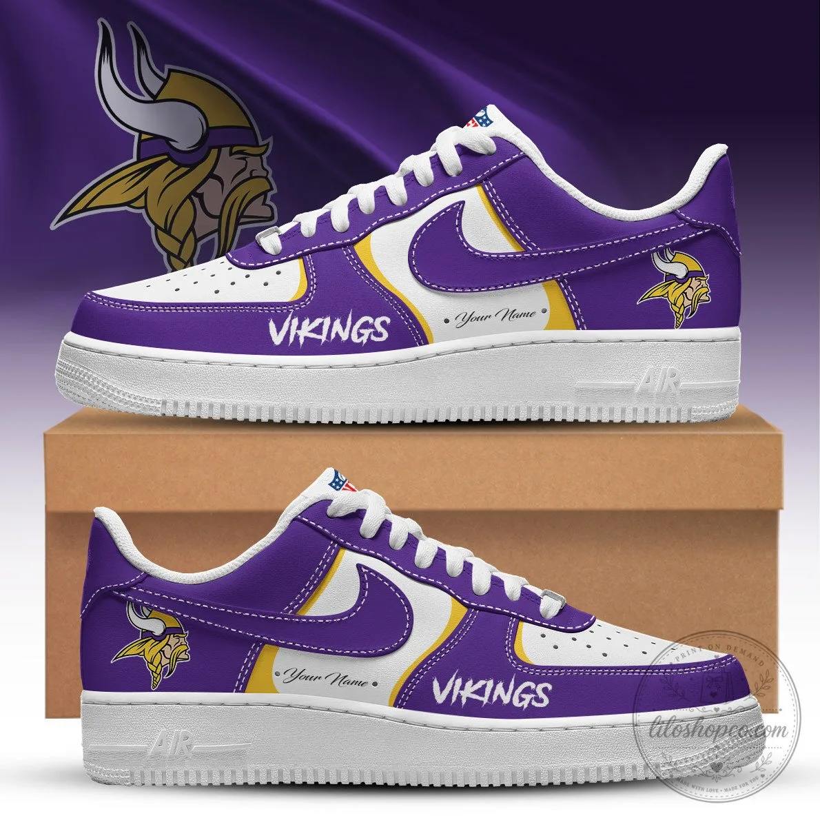 Minnesota Vikings Heritage Low-Top Sneakers Custom Name 1 Minnesota Vikings Heritage Low-Top Sneakers Custom Name