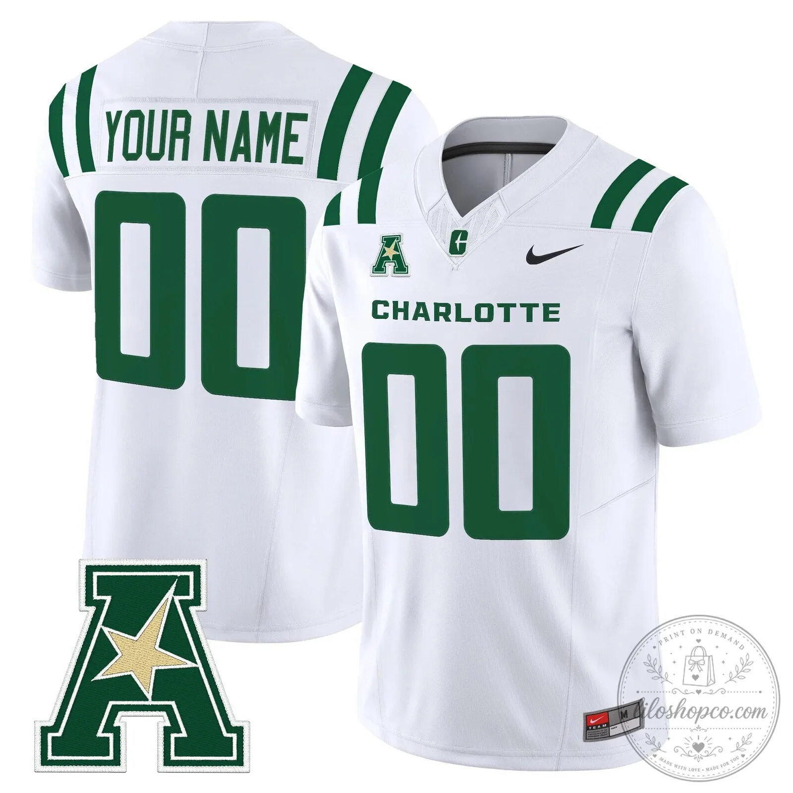 Charlotte 49ers NCAA Football Team White Custom Jersey