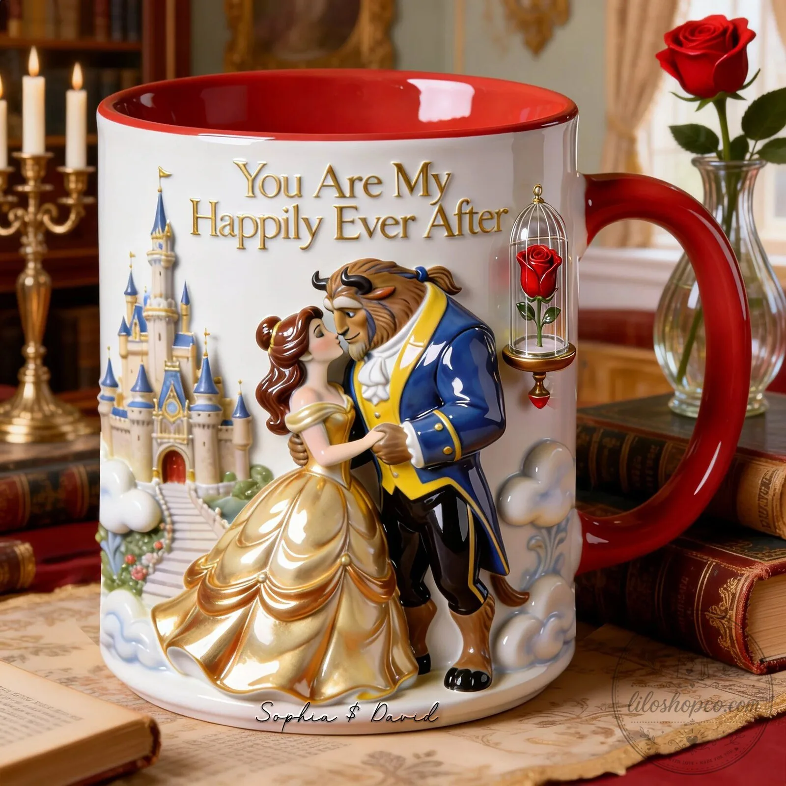 Beauty and the Beast Happily Ever After Fairytale Castle Coffee Mug