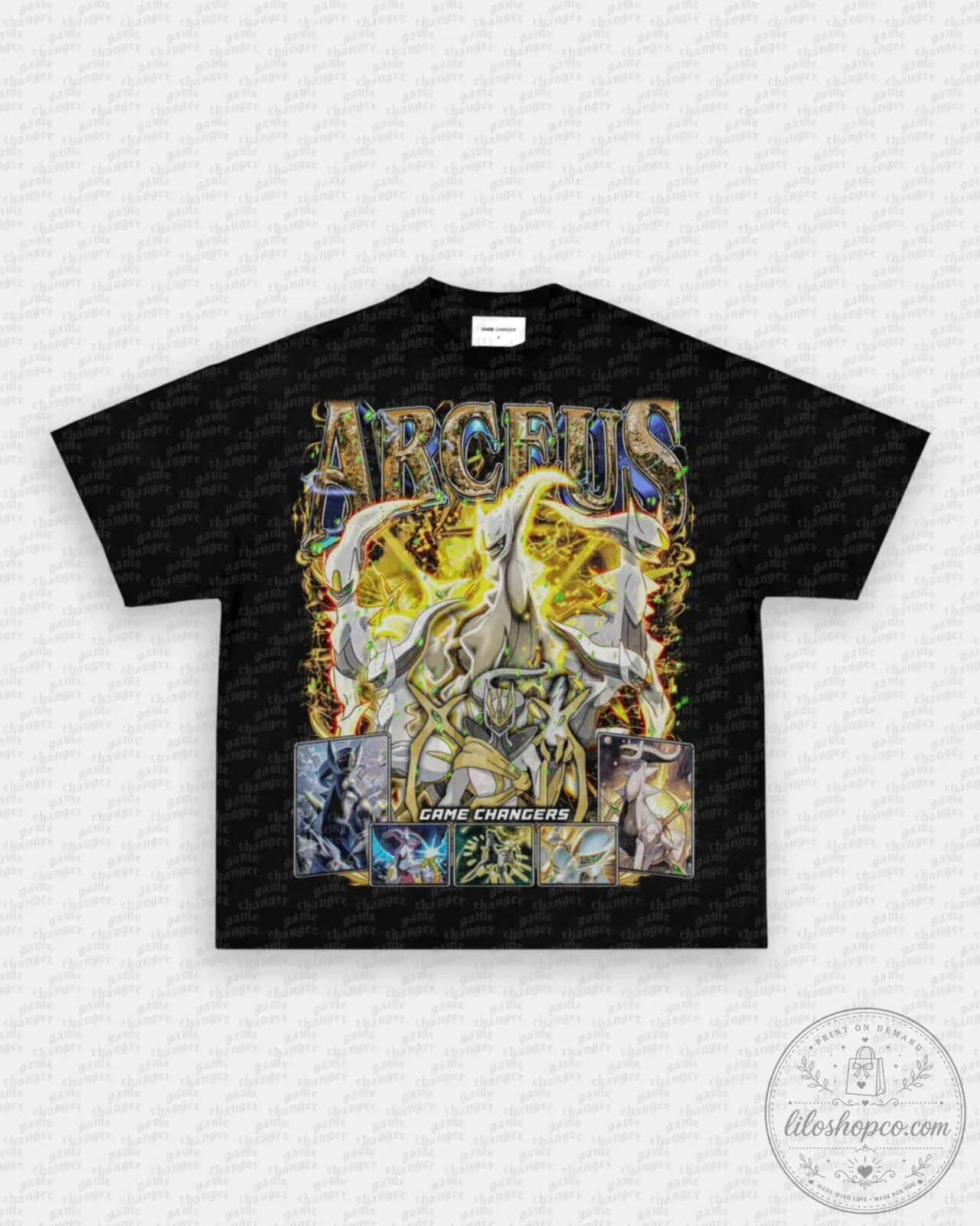 Arceus Pokemon Game Changers Legendary Creature Black Graphic T-Shirt