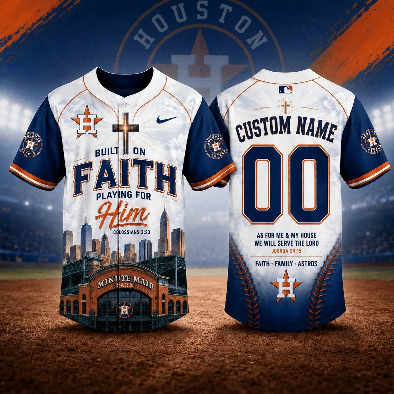 Houston Astros Baseball Jersey Built On Faith Playing For Him