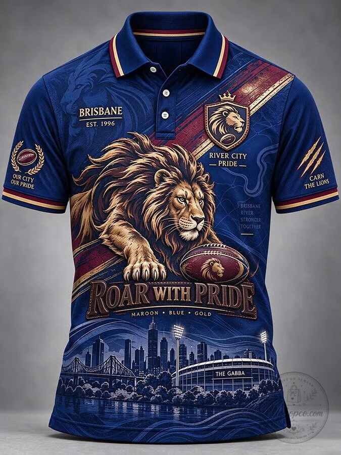 Brisbane Lions Australian Rules Football Club Roar With Pride Polo Shirt