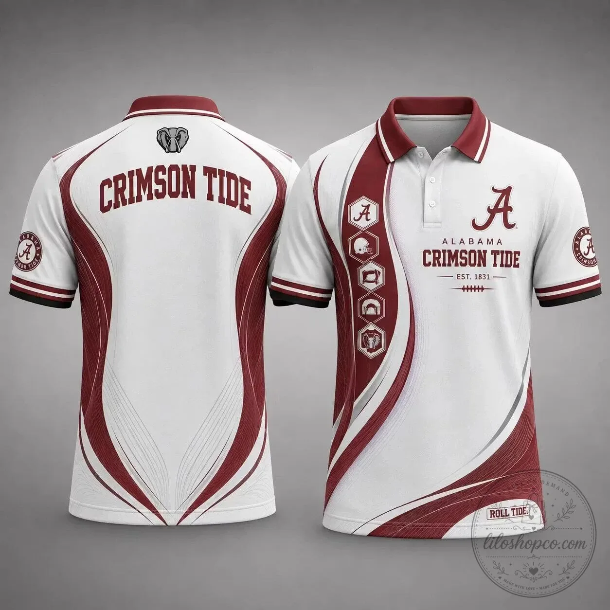 Alabama Crimson Tide Men's Rugby Style Polo Shirt