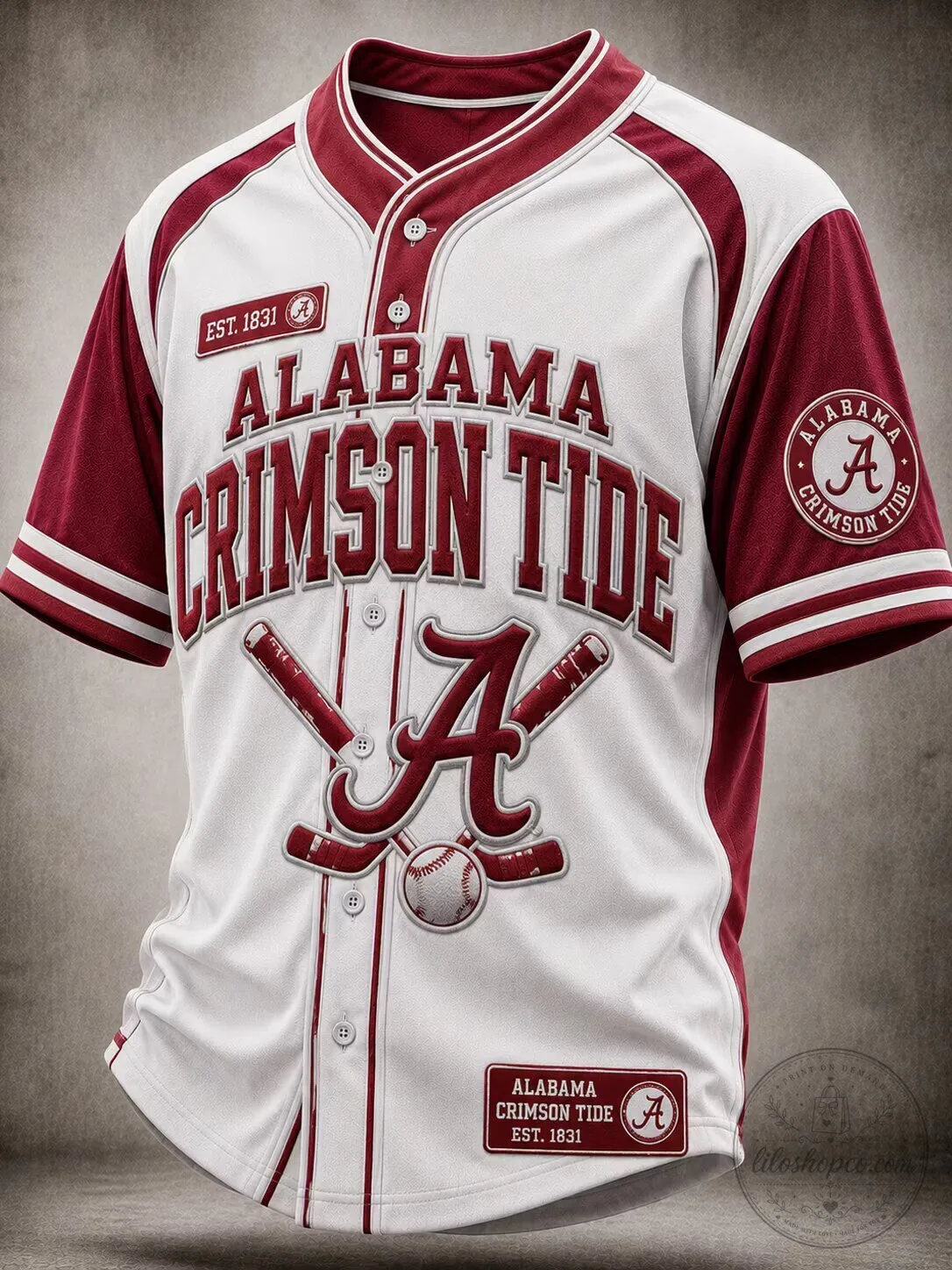 Alabama Crimson Tide Baseball Team White and Crimson Fan Jersey