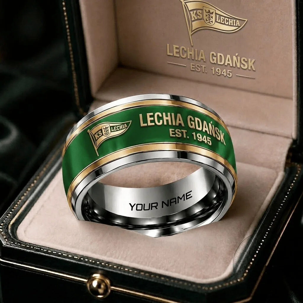 Lechia Gdańsk Ekstraklasa Football Club Personalized Engraved Ring