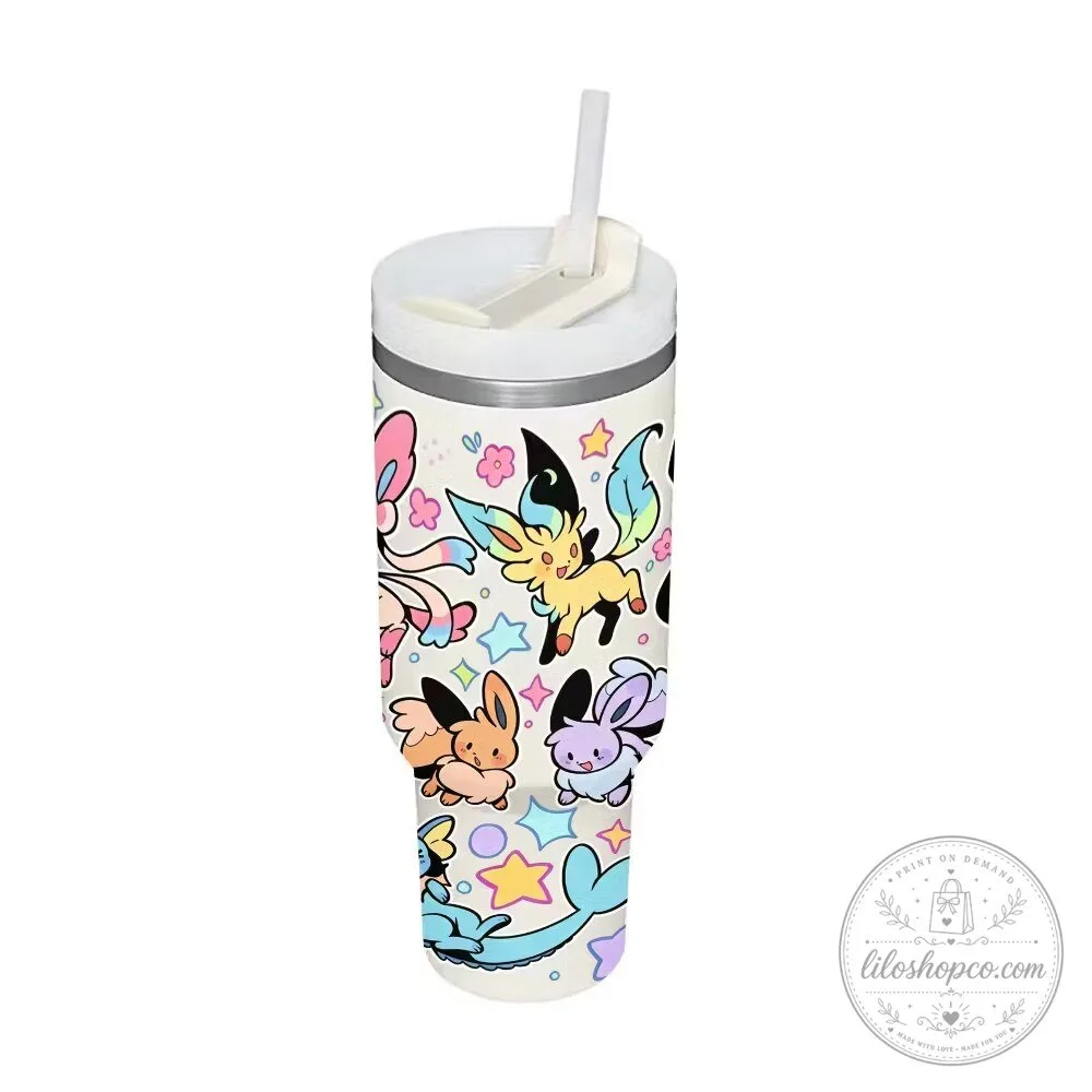 Cute Eevee Evolution Pokémon Characters Stainless Steel Tumbler