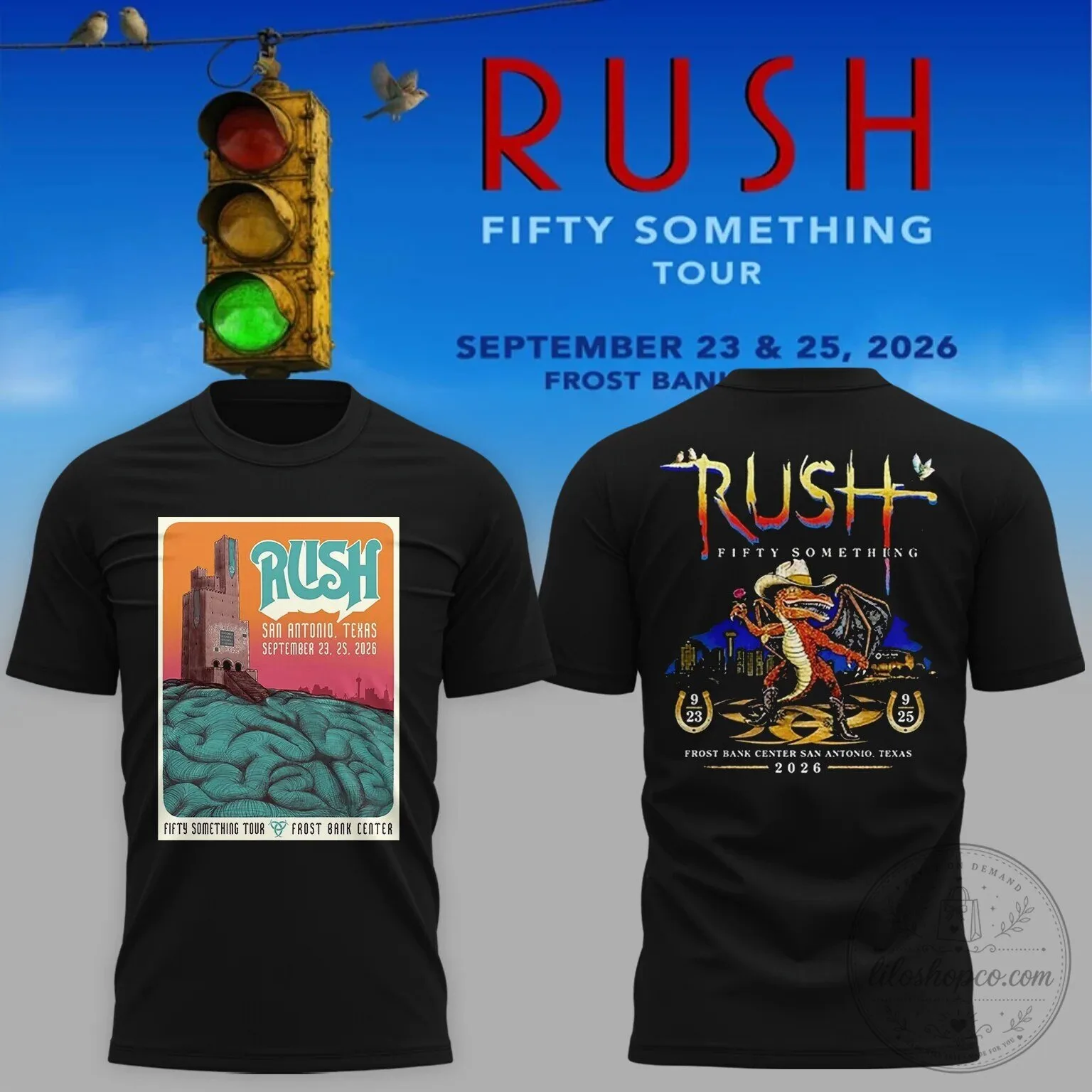Rush Band San Antonio Texas Fifty Something Tour 2026 T-Shirt