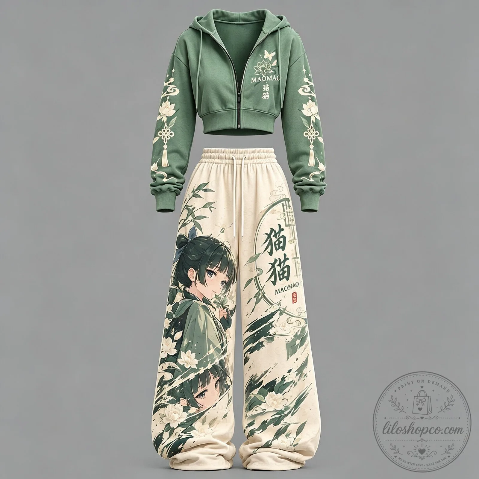 The Apothecary Diaries Maomao Anime Cropped Hoodie and Sweatpants Set